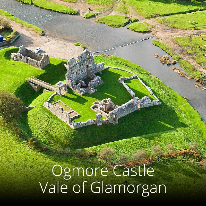 Ogmore Castle in South Wales sits right on the Wales Coast Path