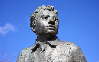 Dylan Thomas statue, Carmarthenshire - on the Wales Coast Path