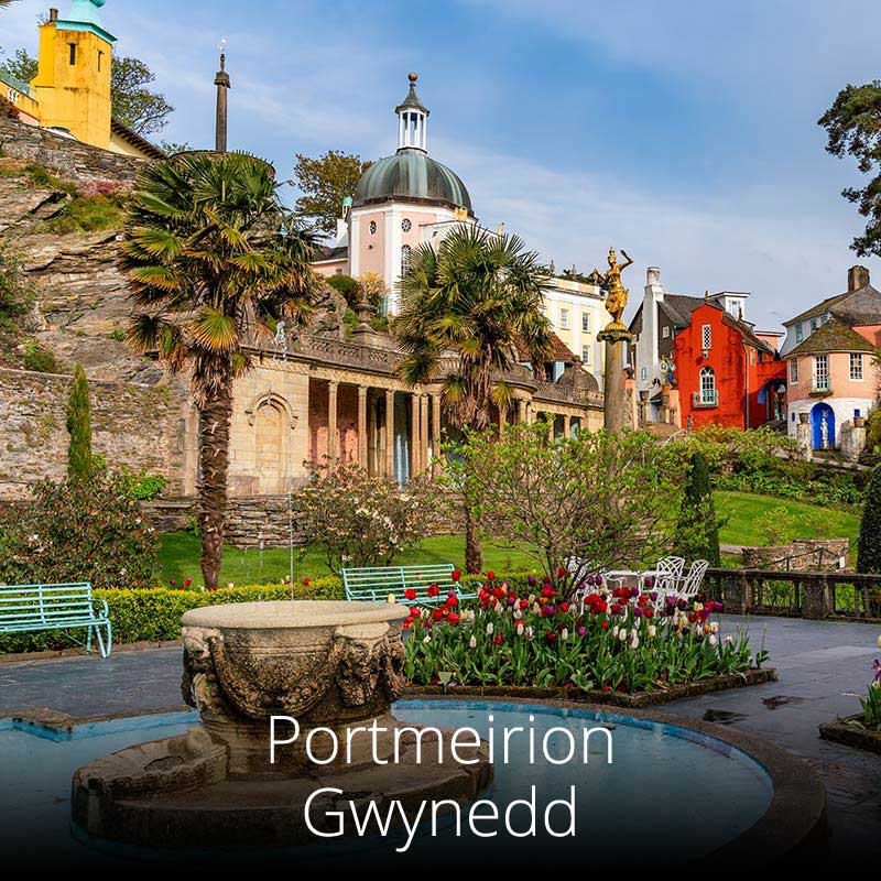 The amazing Italianate fantasy village of Portmeirion, in North Wales, also has extensive gardens