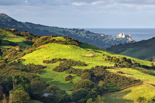 Distant view of Harlech Castle, Gwynedd