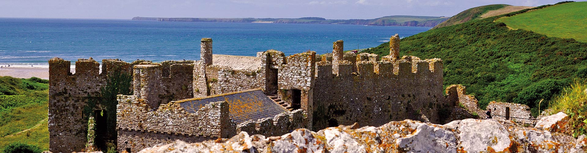 Manorbier Castle in Pembrokeshire on the Wales Coast Path