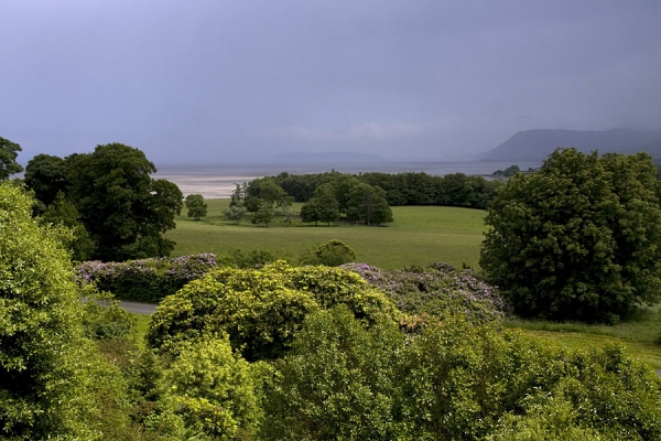 Penrhyn Castle's gardens overlook the Menai Strait